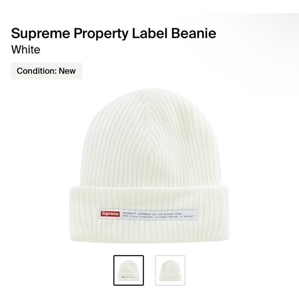 Supreme Property Label Beanie “White”